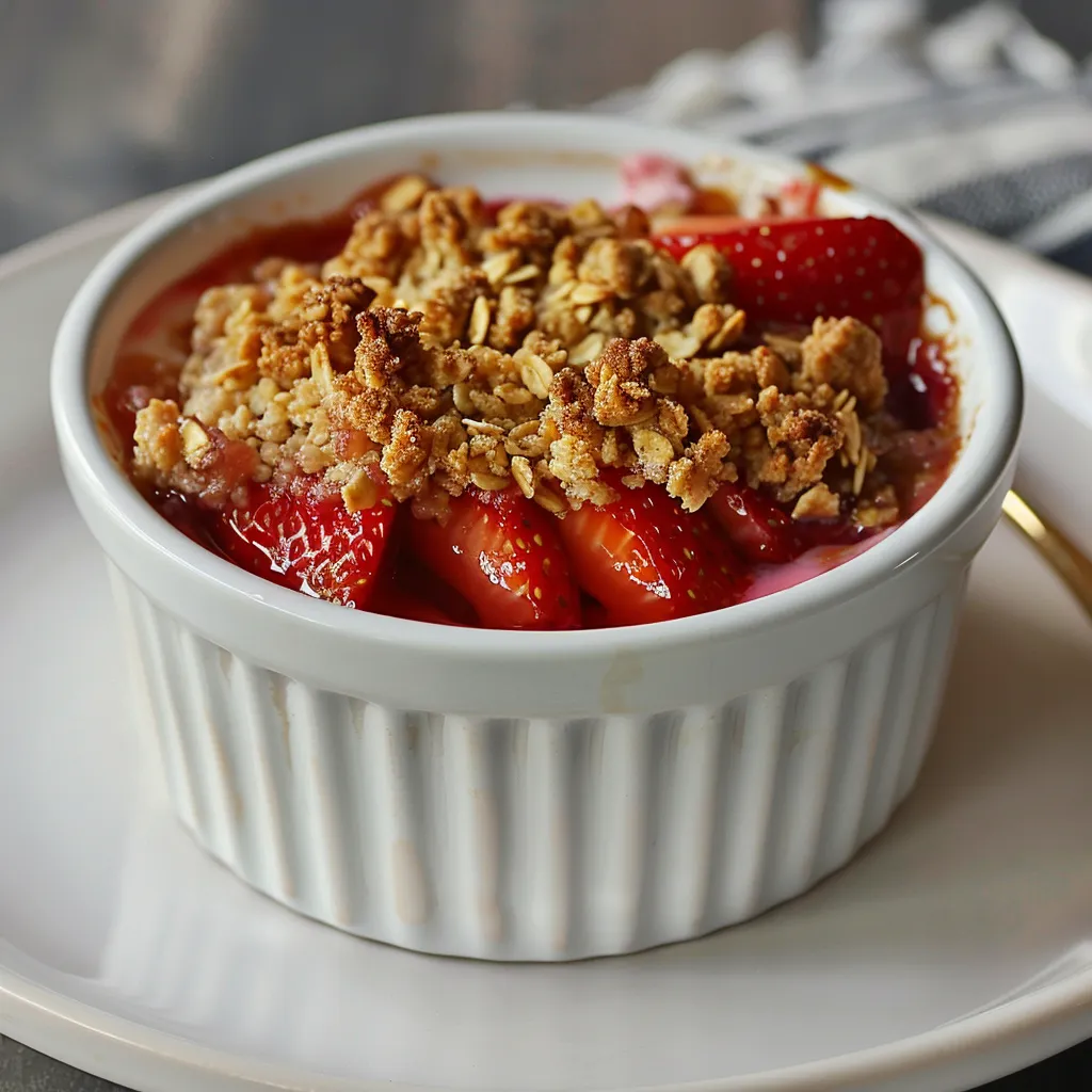 Croustade aux fraises avec crumble doré
