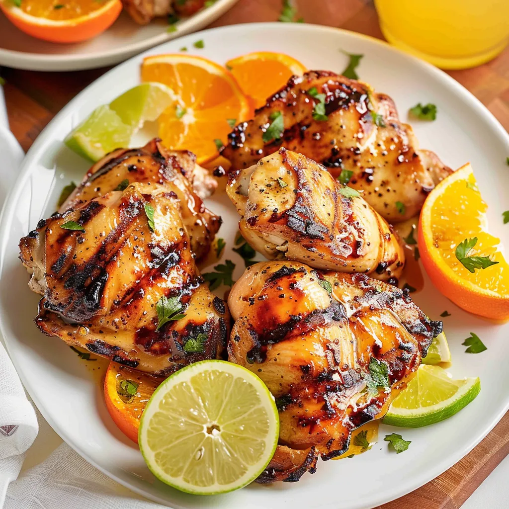Poulet mariné aux agrumes grillés au barbecue