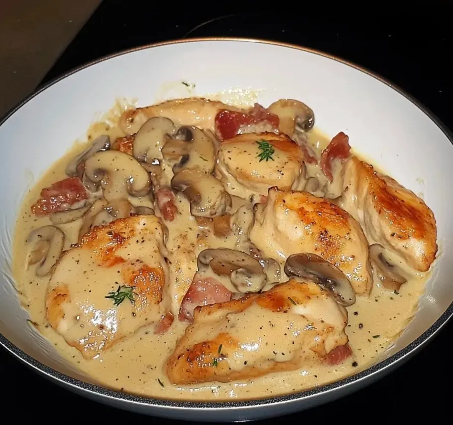 Aiguillettes de Poulet Crémeuses aux Champignons