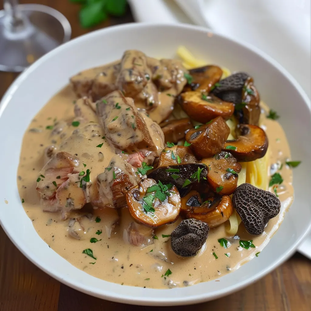 Veau tendre et morilles à la crème