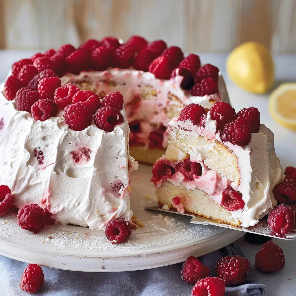 Gâteau aérien aux framboises