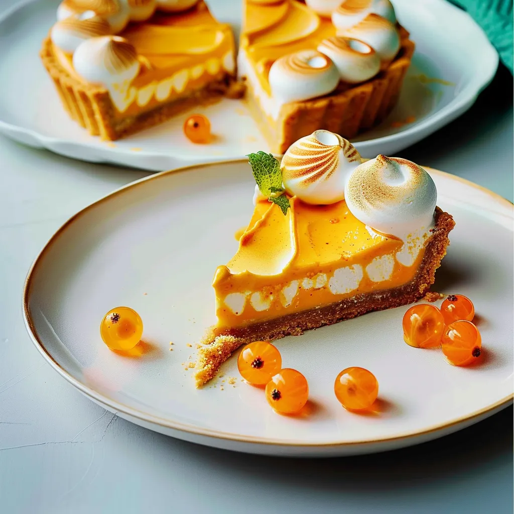 Tarte gourmande à l'argousier et meringue dorée