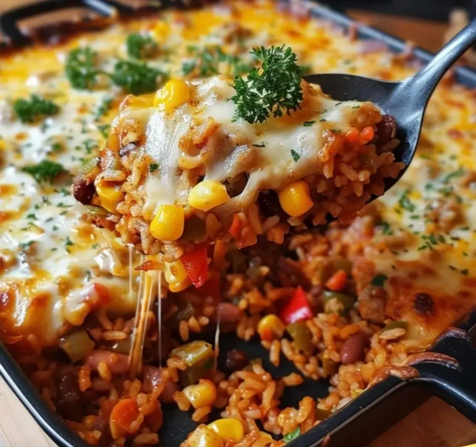 Gratin Mexicain de Riz à la Viande Hachée