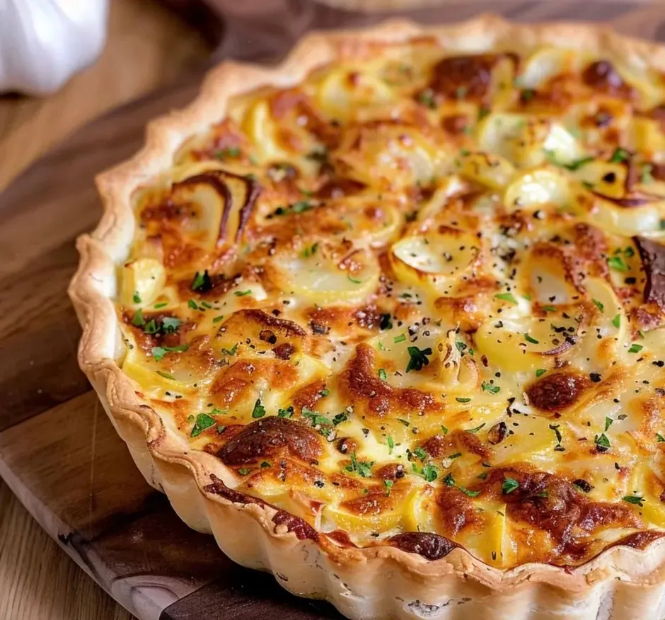 Une tarte au citron est servie sur une table.