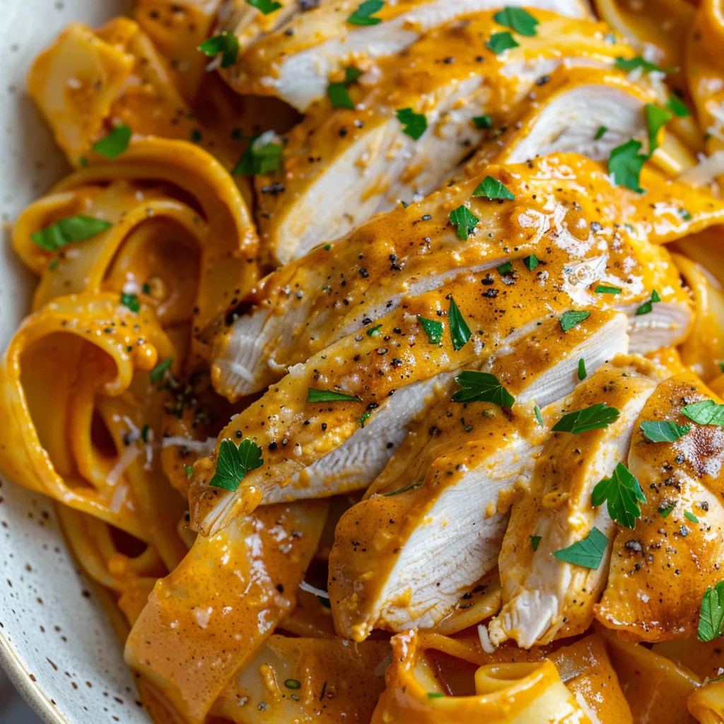 Plat réconfortant : pâtes au poulet et sauce crème moutardée