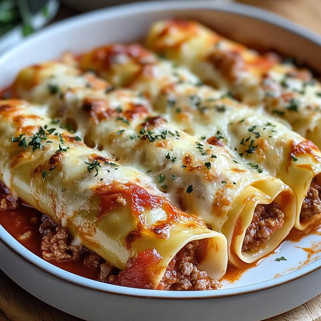Cannellonis farcis à la viande hachée et à la sauce tomate fait maison