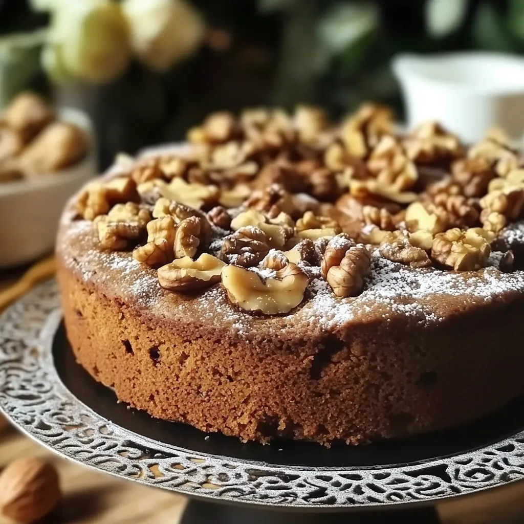 Une tarte aux noix sur un plateau.