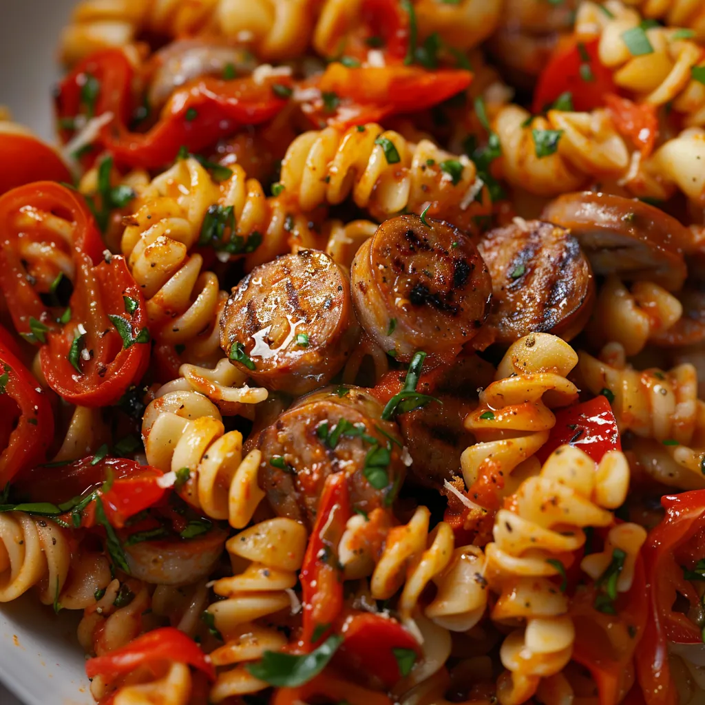 Cavatellis maison avec saucisse et poivrons rôtis