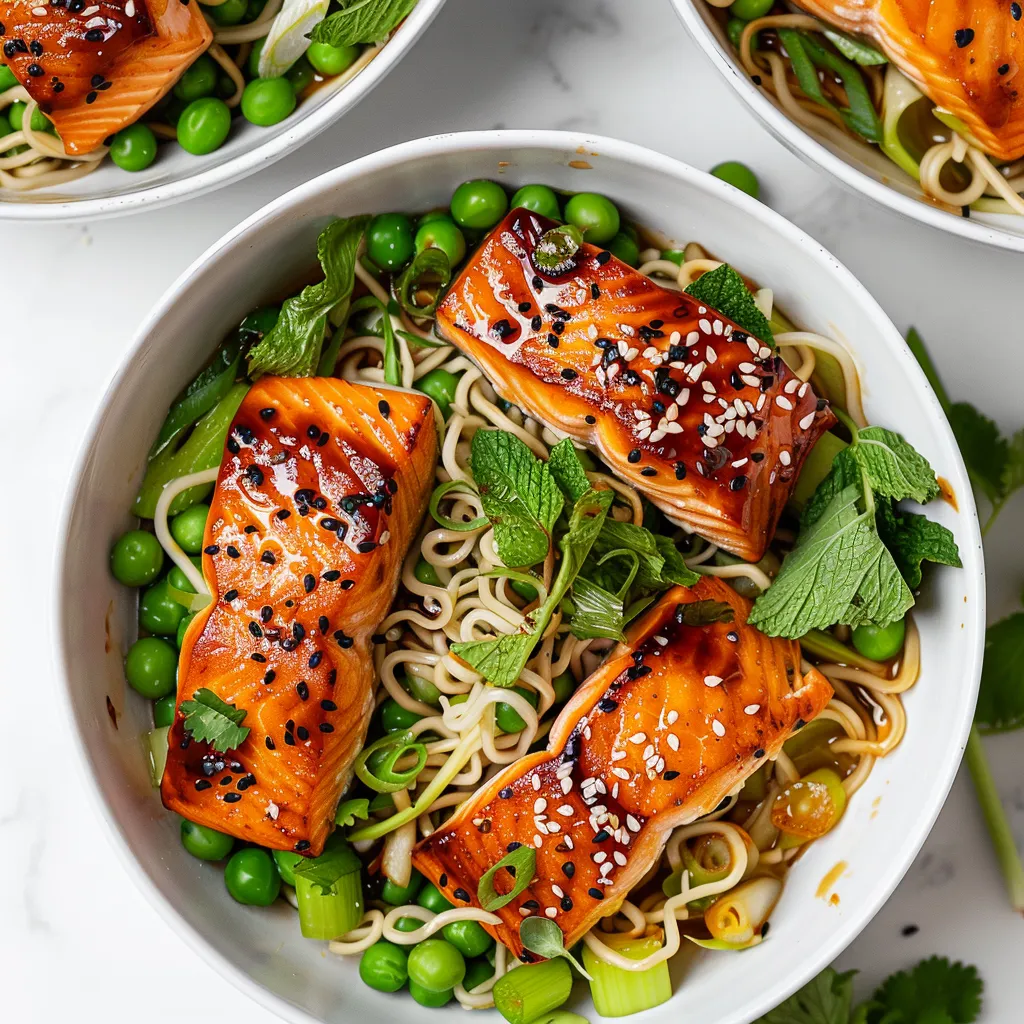Dégustez de bons bols de nouilles ramen au saumon