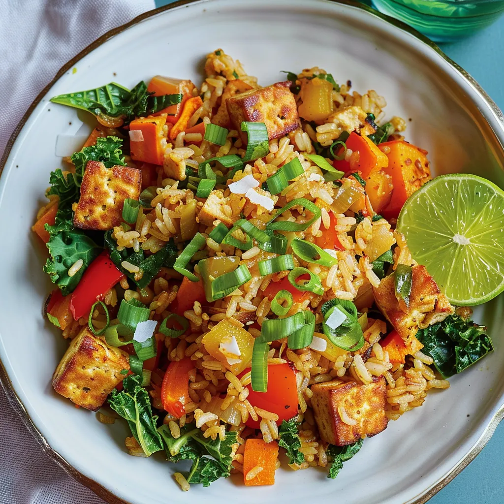 Riz frit tofu légumes
