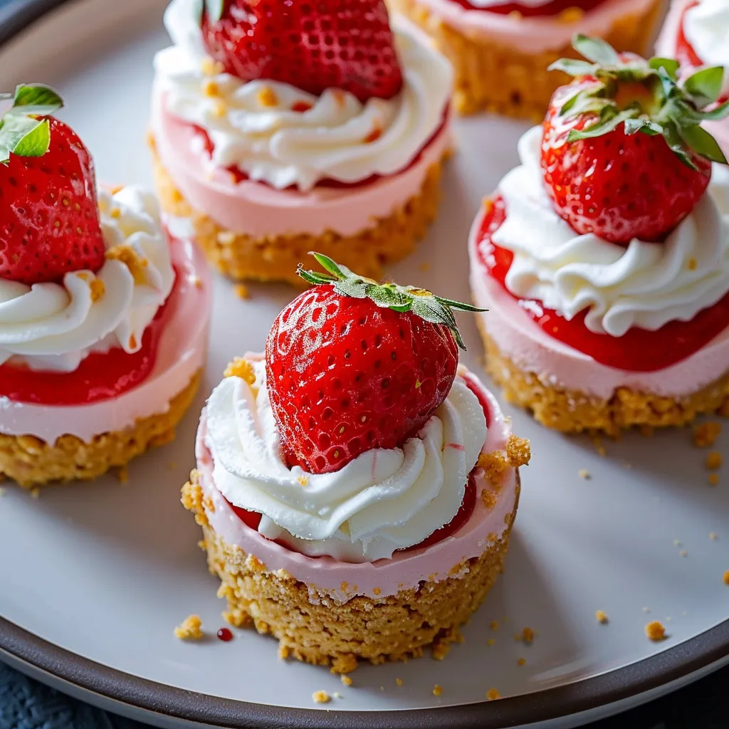Savoureux petits cheesecakes à la fraise, sans cuisson