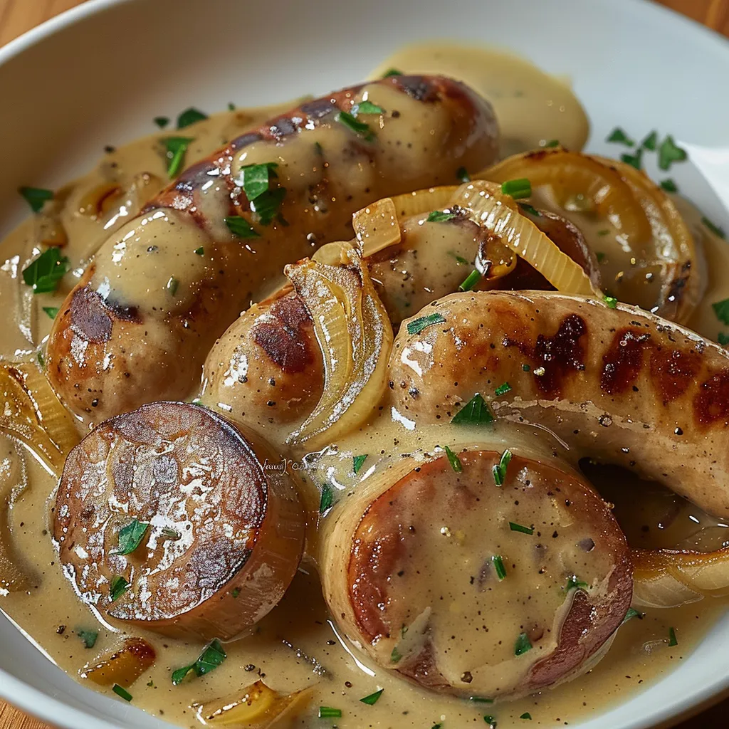 Saucisses moutarde oignons