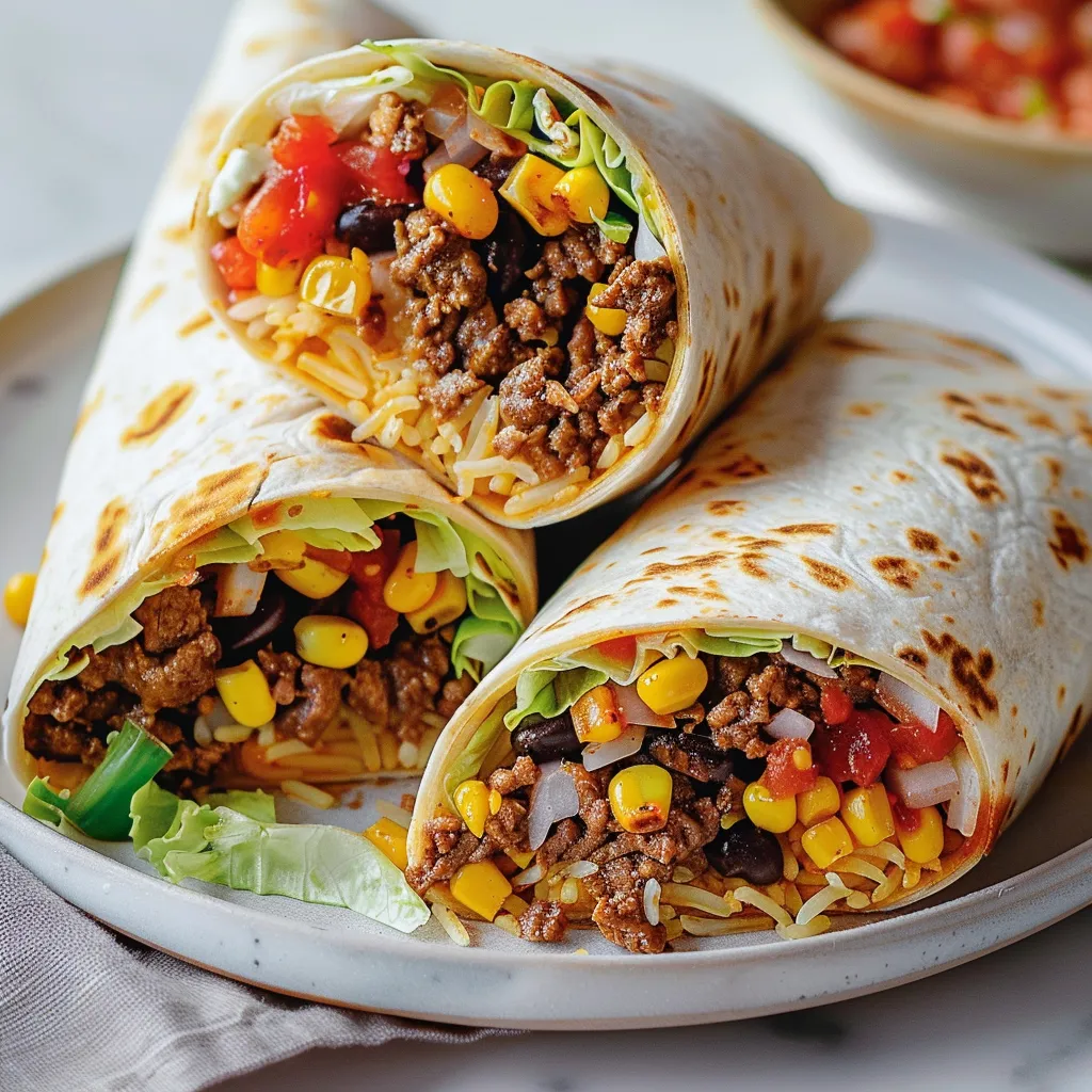 Délicieux burritos au boeuf et haricots