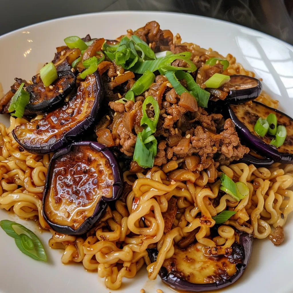Pâtes au boeuf champignons et arachides