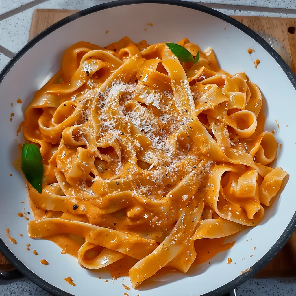Tagliatelles nappées de sauce gourmande