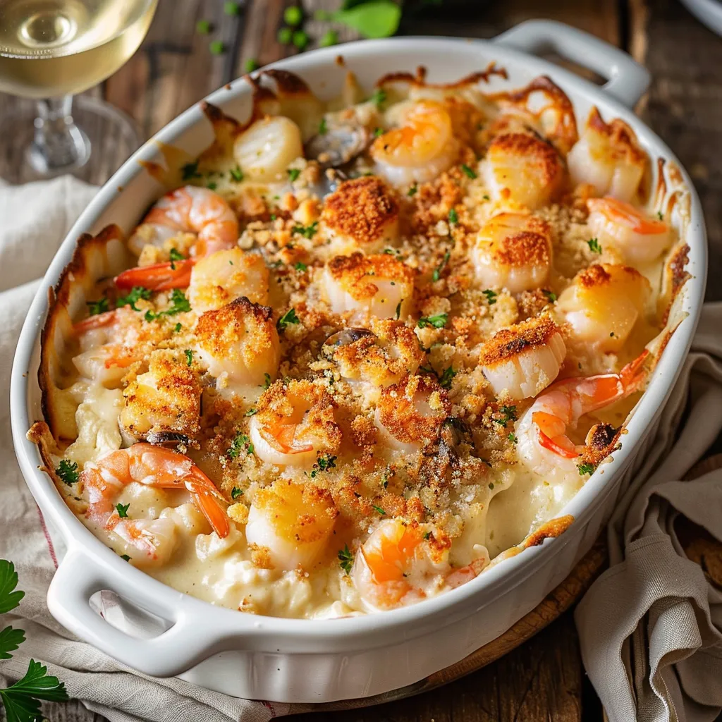 Gratin fruits de mer délicieux