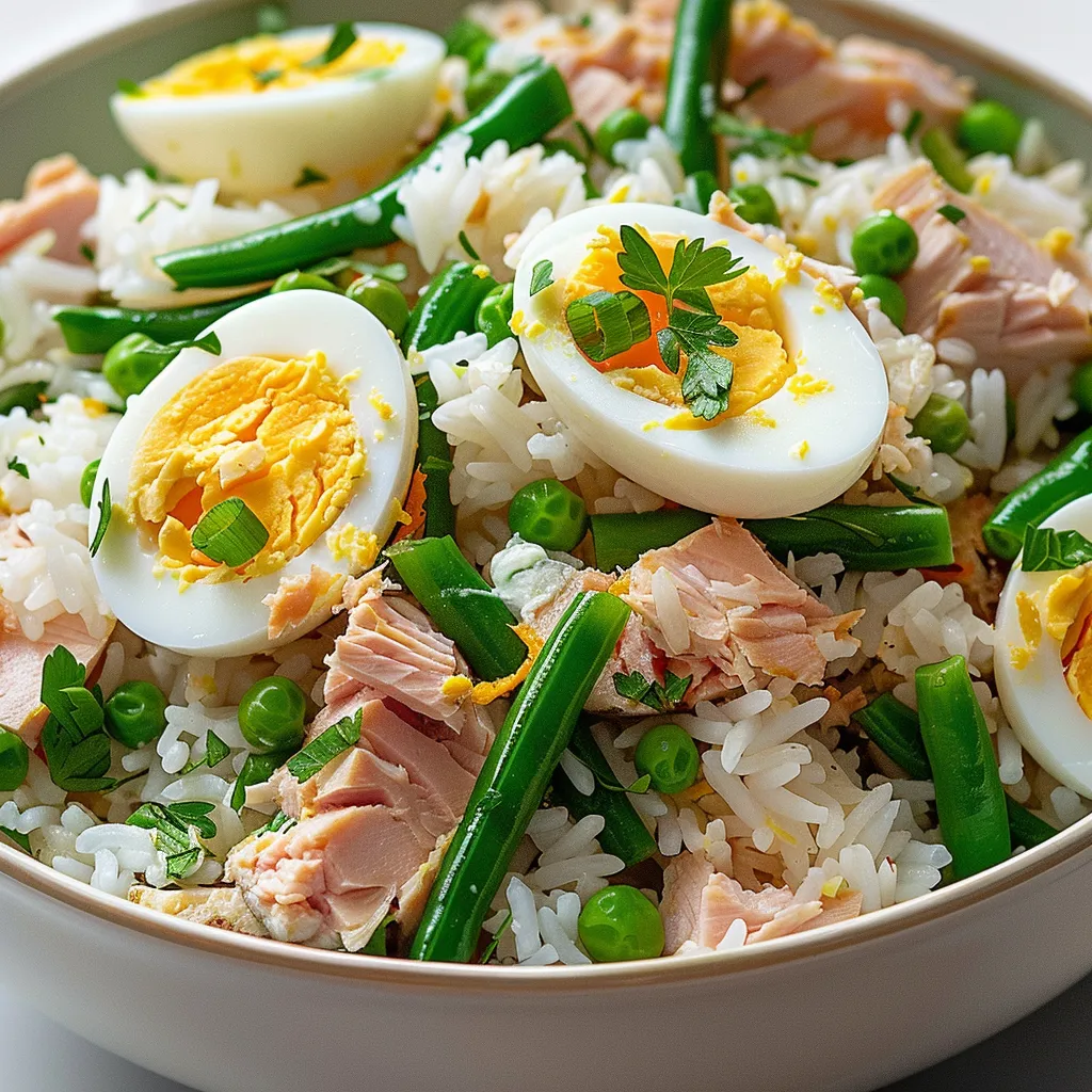 Riz thon haricots œufs