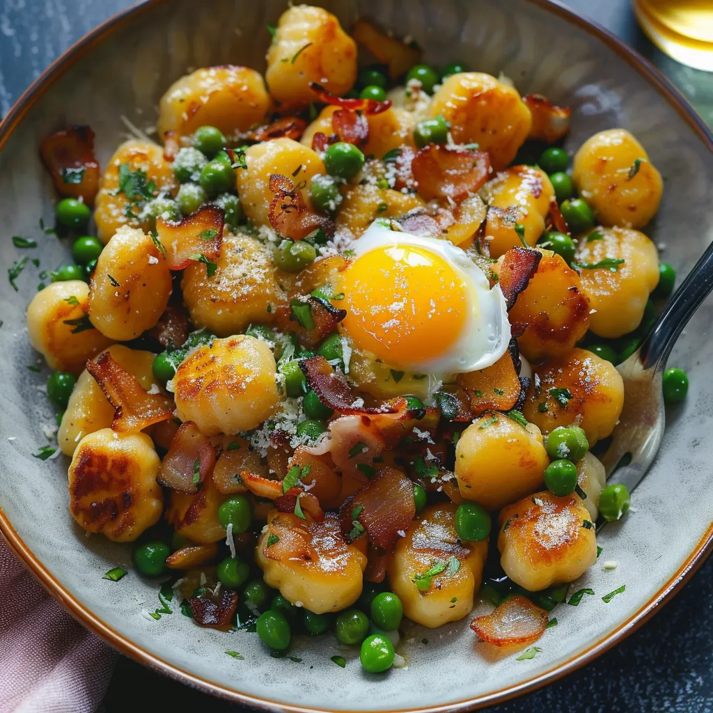 Gnocchis grillés carbonara moelleux
