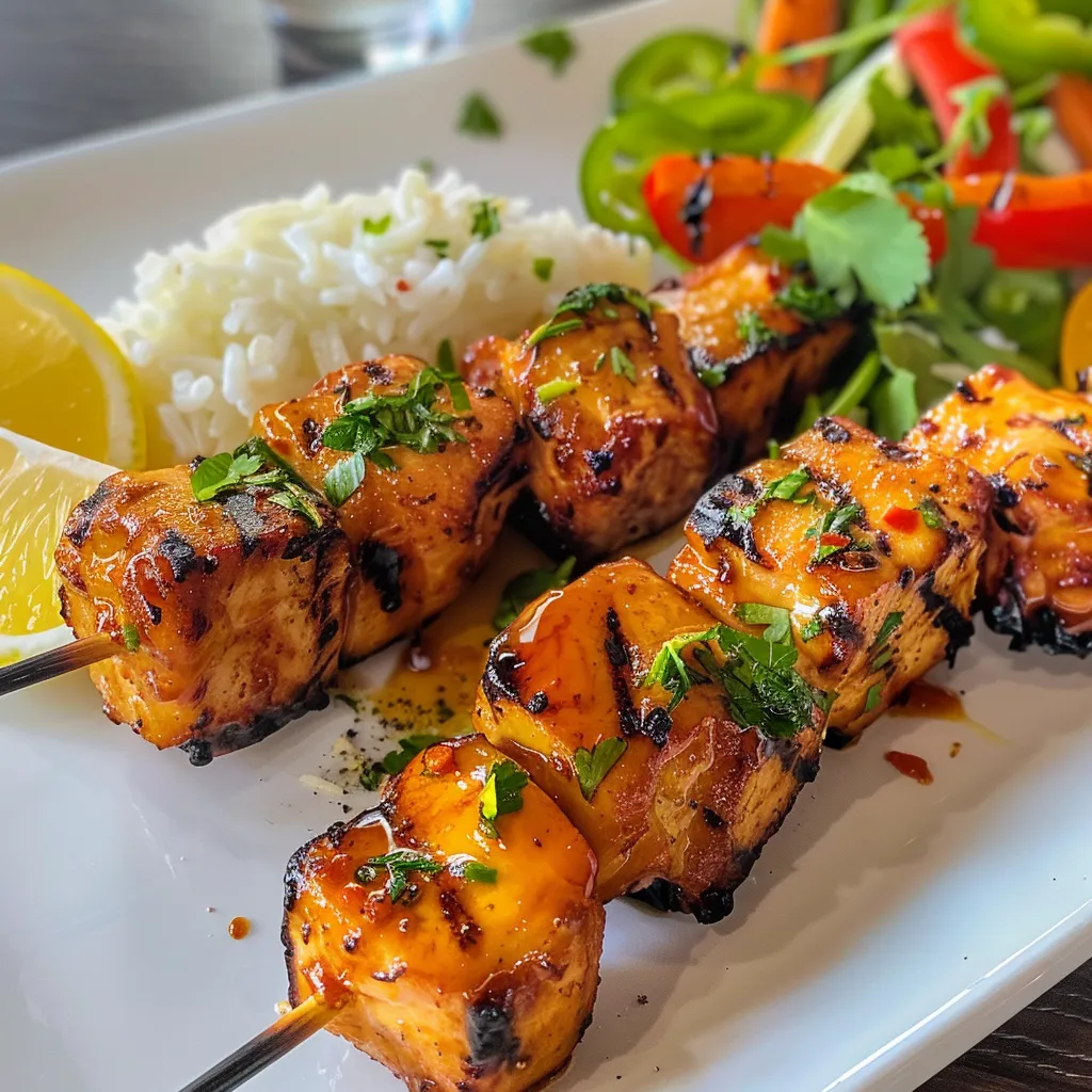 Brochettes de poulet marinées express à la poêle