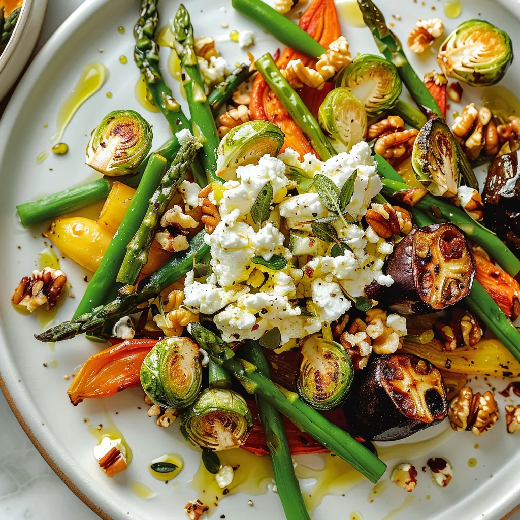 Savoureuse salade aux légumes rôtis et fromage feta