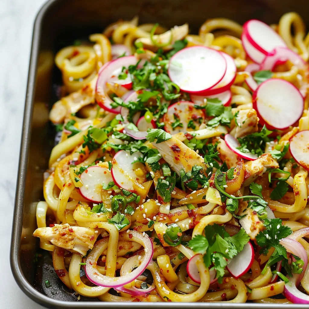 Nouilles udon poulet oignons
