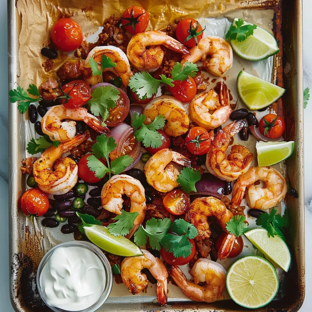 Crevettes et légumes au four