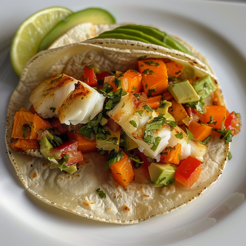 Un taco farci de poisson avec une salsa fraîche et savoureuse à la coriandre.