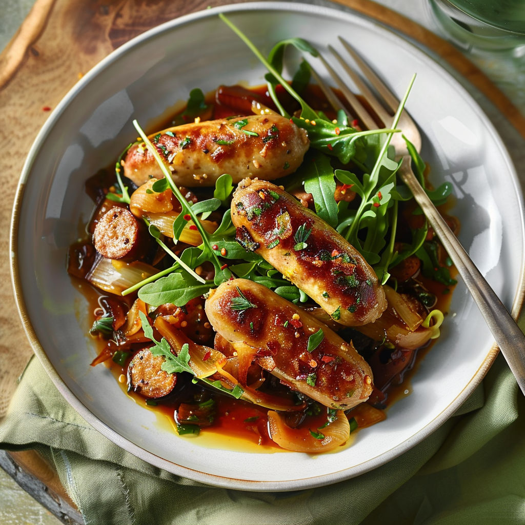 Une salade de saumon et de légumes, accompagnée d'une sauce au citron.
