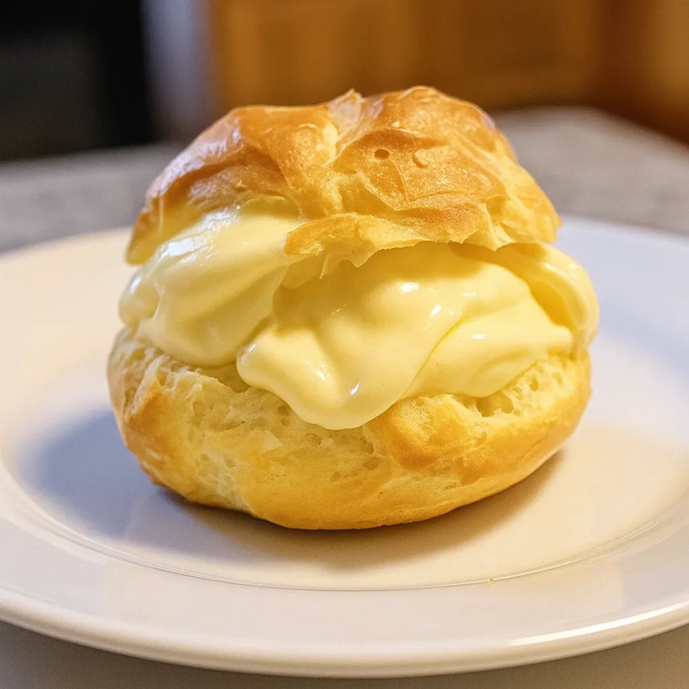 Choux garnis de crème onctueuse déposés sur un joli plateau gourmand.