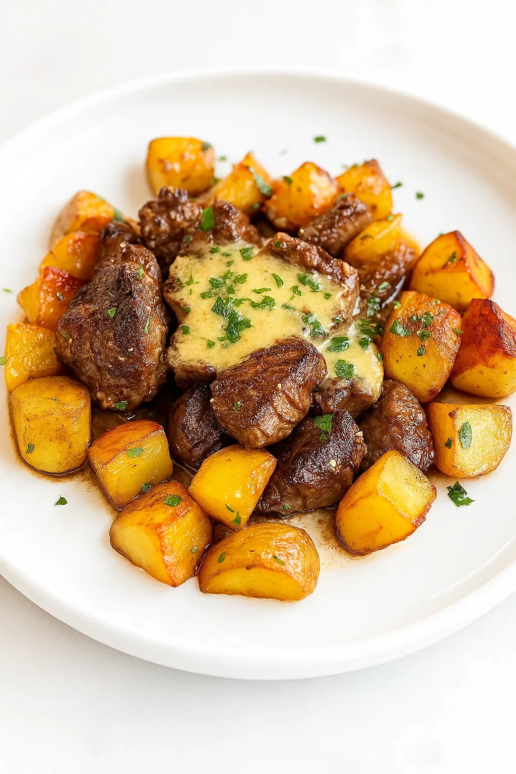 Steak au Beurre à l'Ail et Pommes de Terre