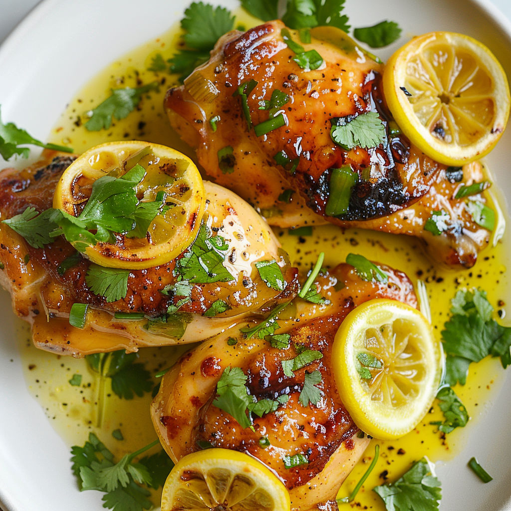 Un poulet gourmand au citron préparé façon Ottolenghi, mariné et cuisiné avec des épices et des herbes fraîches.