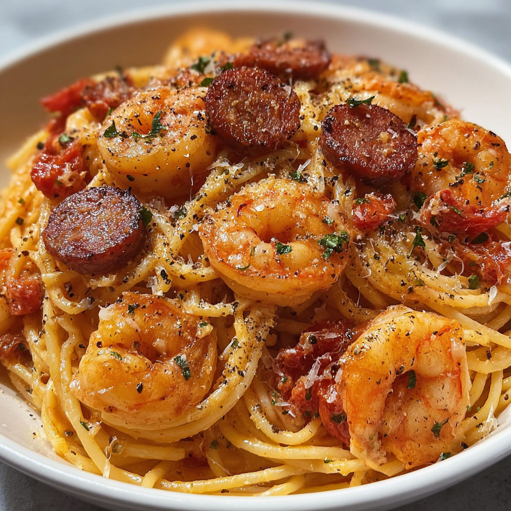 Une plate de spaghetti avec des chicken et des herbes.