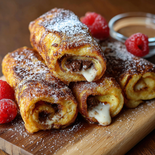 Roulés façon pain perdu, une recette savoureuse et délicieuse.
