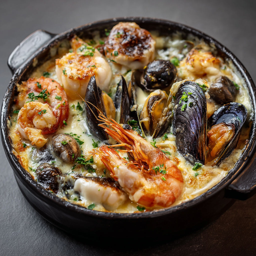Une recette de bouillabaisse avec des moules, des langoustines et des crevettes.