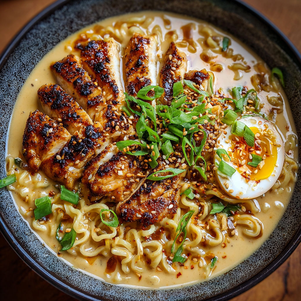 Ramen au poulet et oeufs.