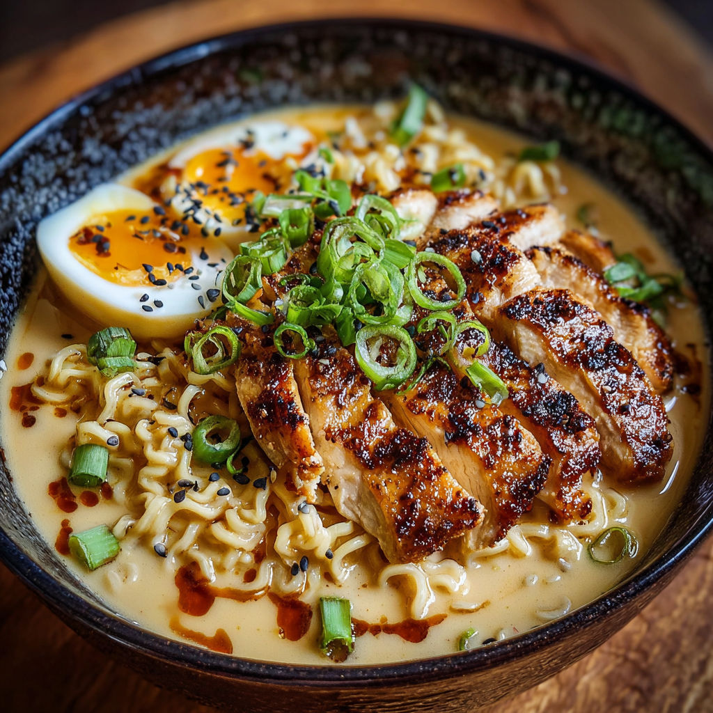 Une recette de ramen avec des légumes et des œufs.