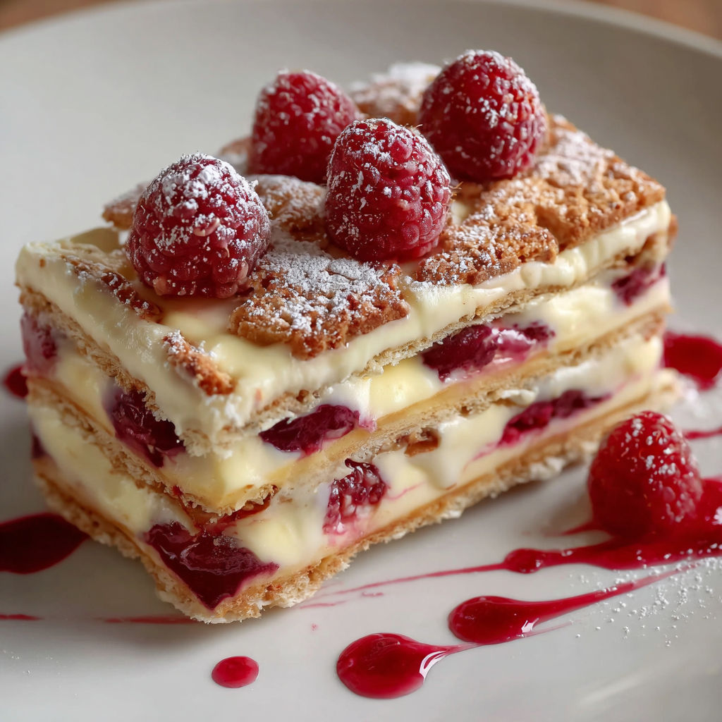 Une tarte chocolat garnie de framboises et de crème chantilly.