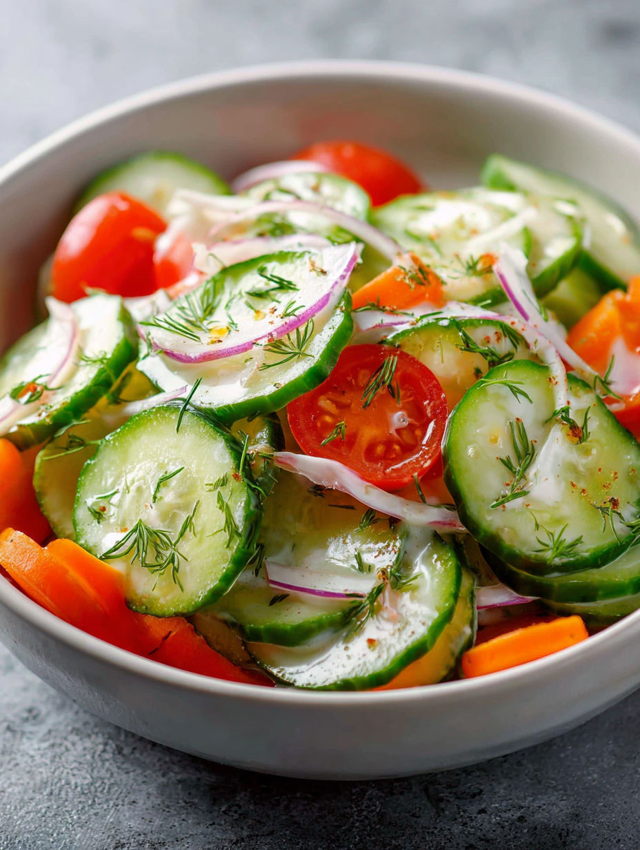 Une salade de légumes avec des carottes, des cucumbers, des tomates et des épinards.