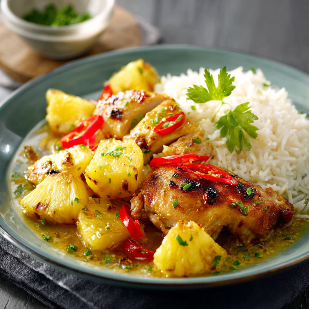 Une recette de poisson grillé avec des légumes et riz.