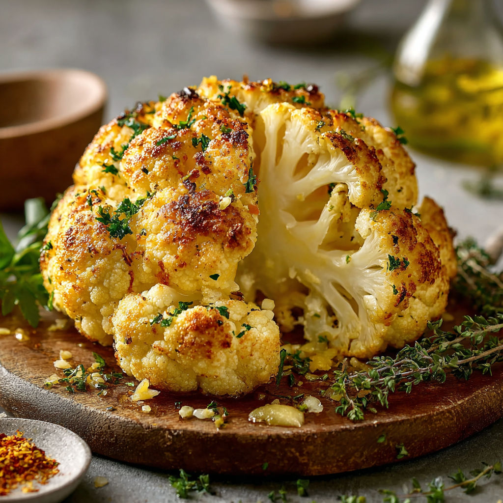 Une poignée de herbes et une cuillère de poudre de paprika sont ajoutées à une poignée de cauliflower pour créer une recette de paprika cauliflower.