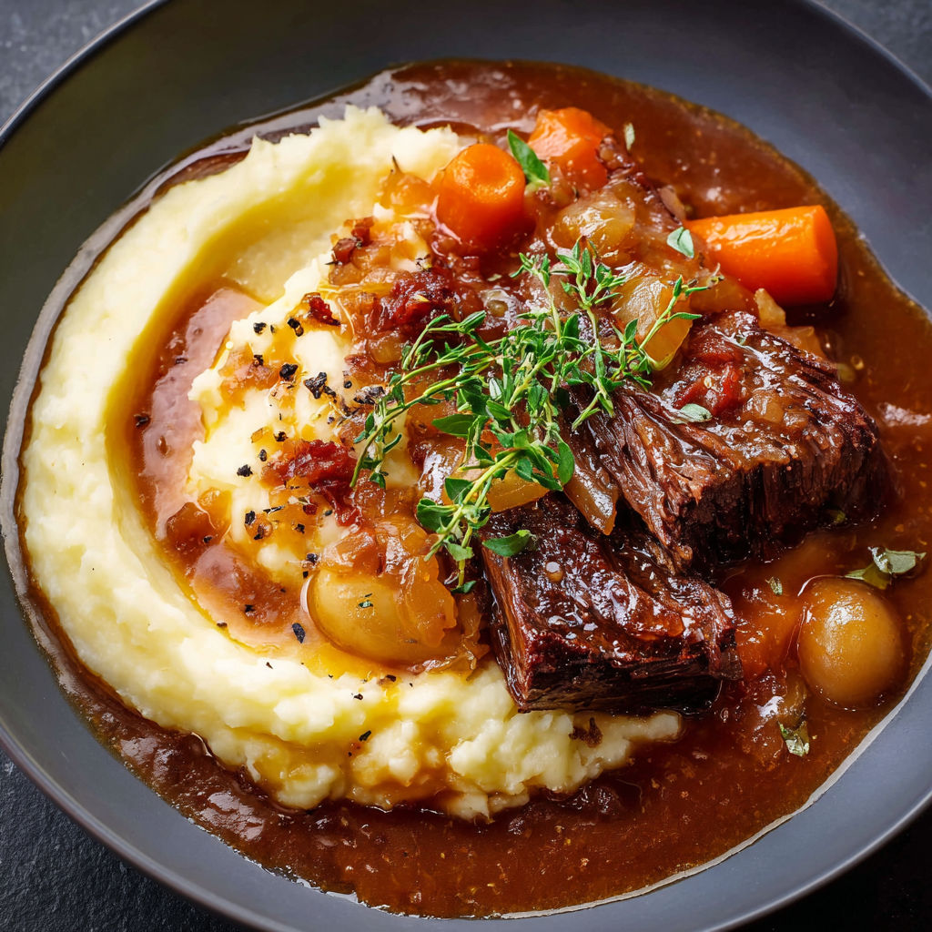 Une recette de glace de viande avec des carottes et des pommes de terre.