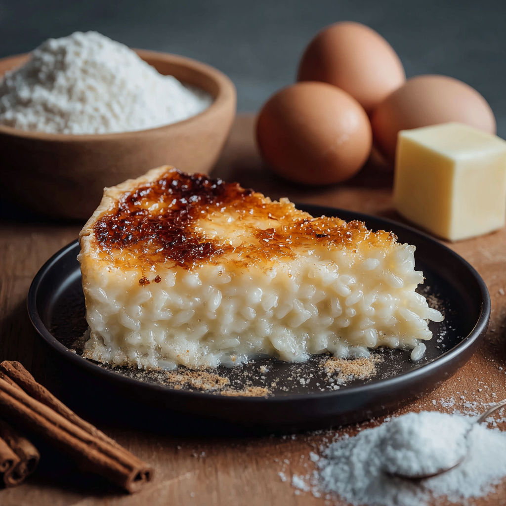 Une tarte au citron et à la crème, accompagnée de pâte brisée et de œufs, est servie sur une table.
