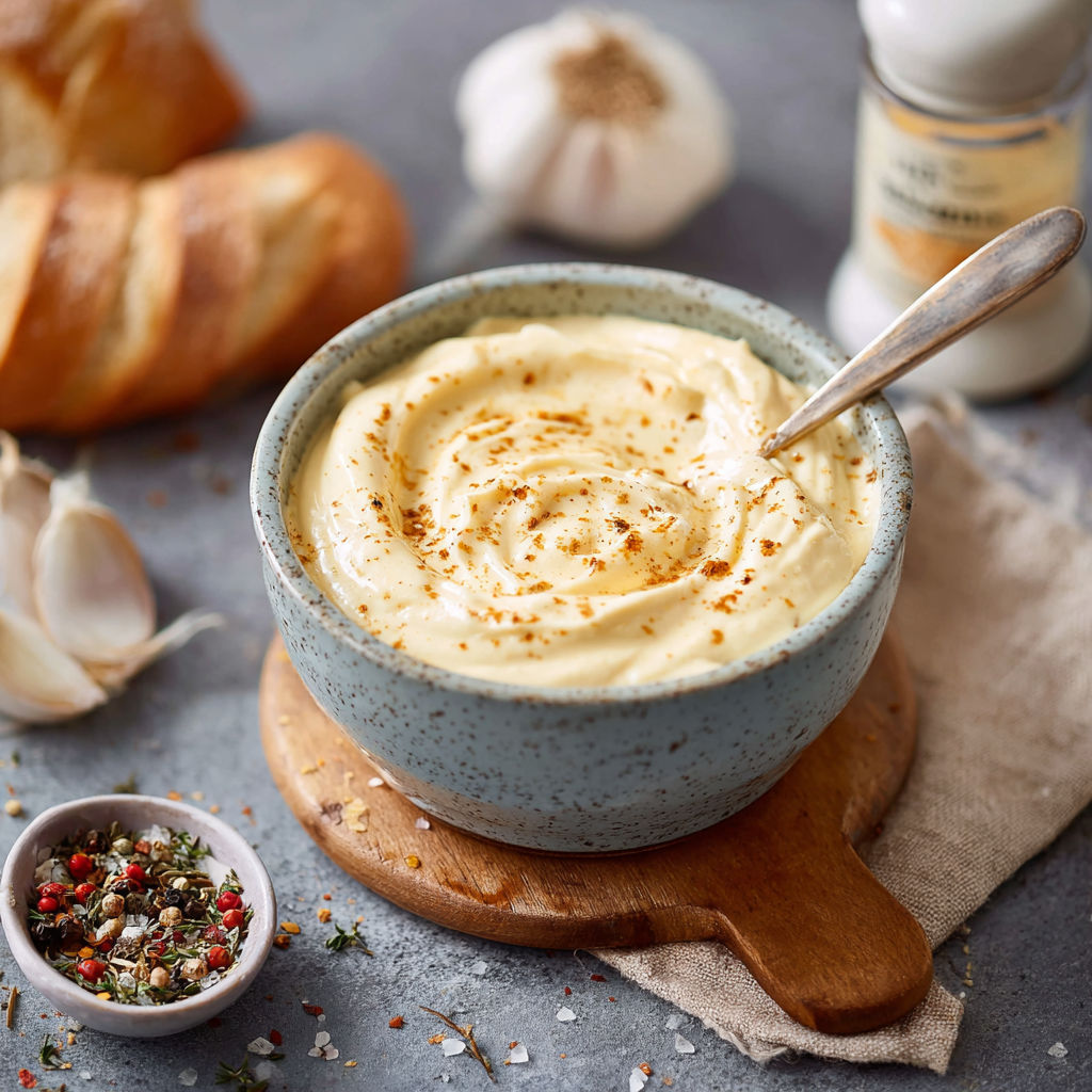 Une soupe chaude avec des herbes et des pains de campagne.