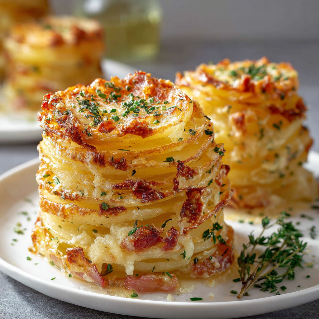 Une pile de pommes de terre rôties avec des herbes et des épices, serties sur un plateau.