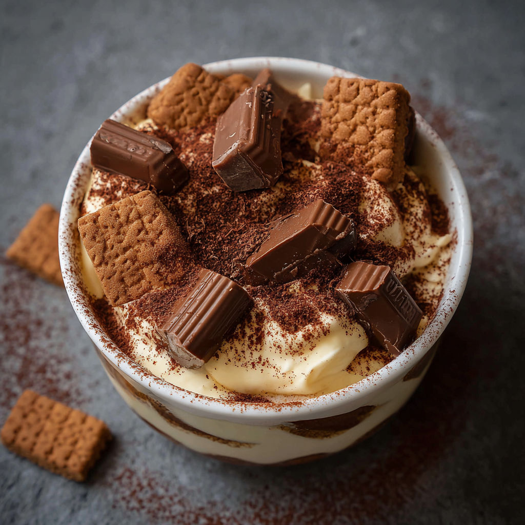 Une tarte au chocolat avec des biscuits et des croutons de chocolat.