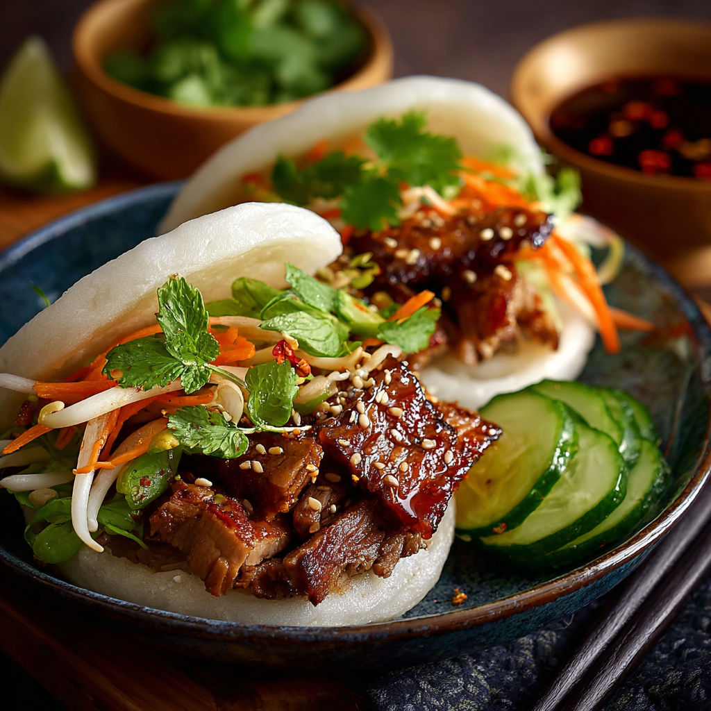 Bo Bun, a delicious dish made with meat, vegetables, and a bun, is served in a bowl with a spoon.
