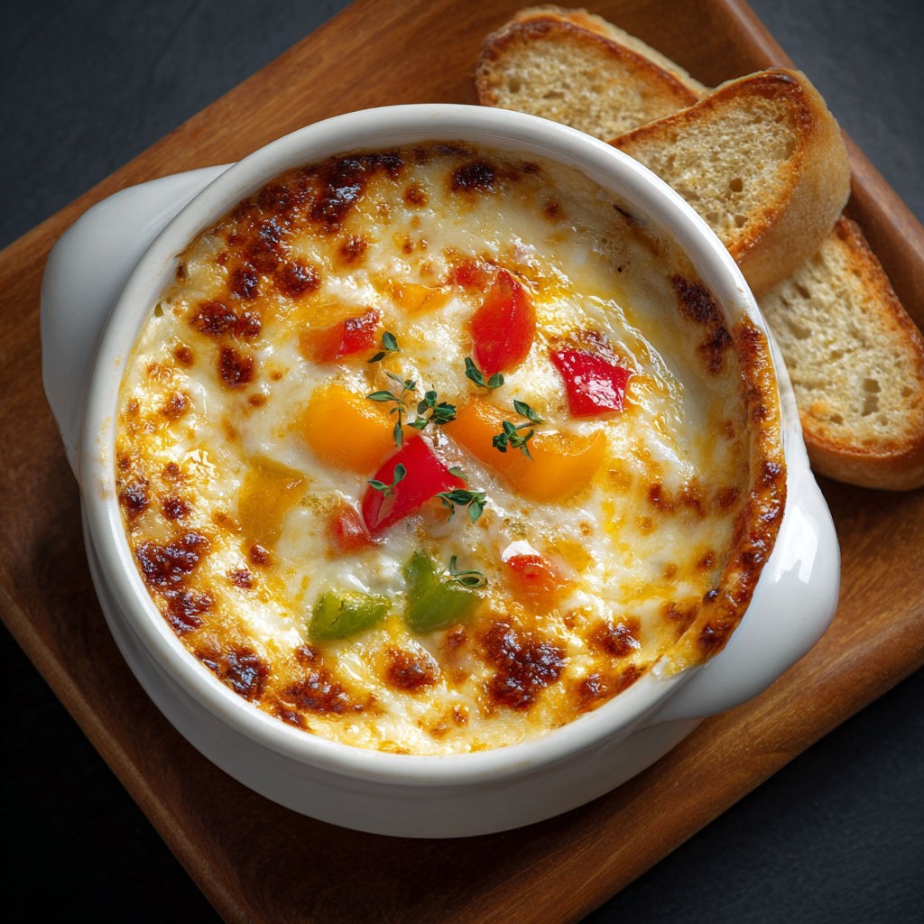 Une recette de soupe au lait et aux légumes, servie avec du pain grillé.