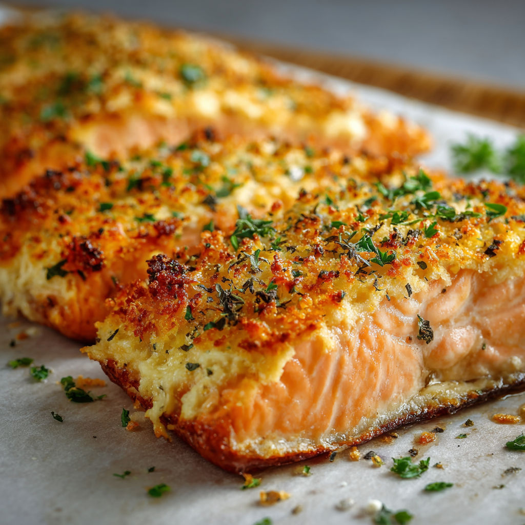 Saumon grillé avec des herbes et des épices, sur un plat de carton.