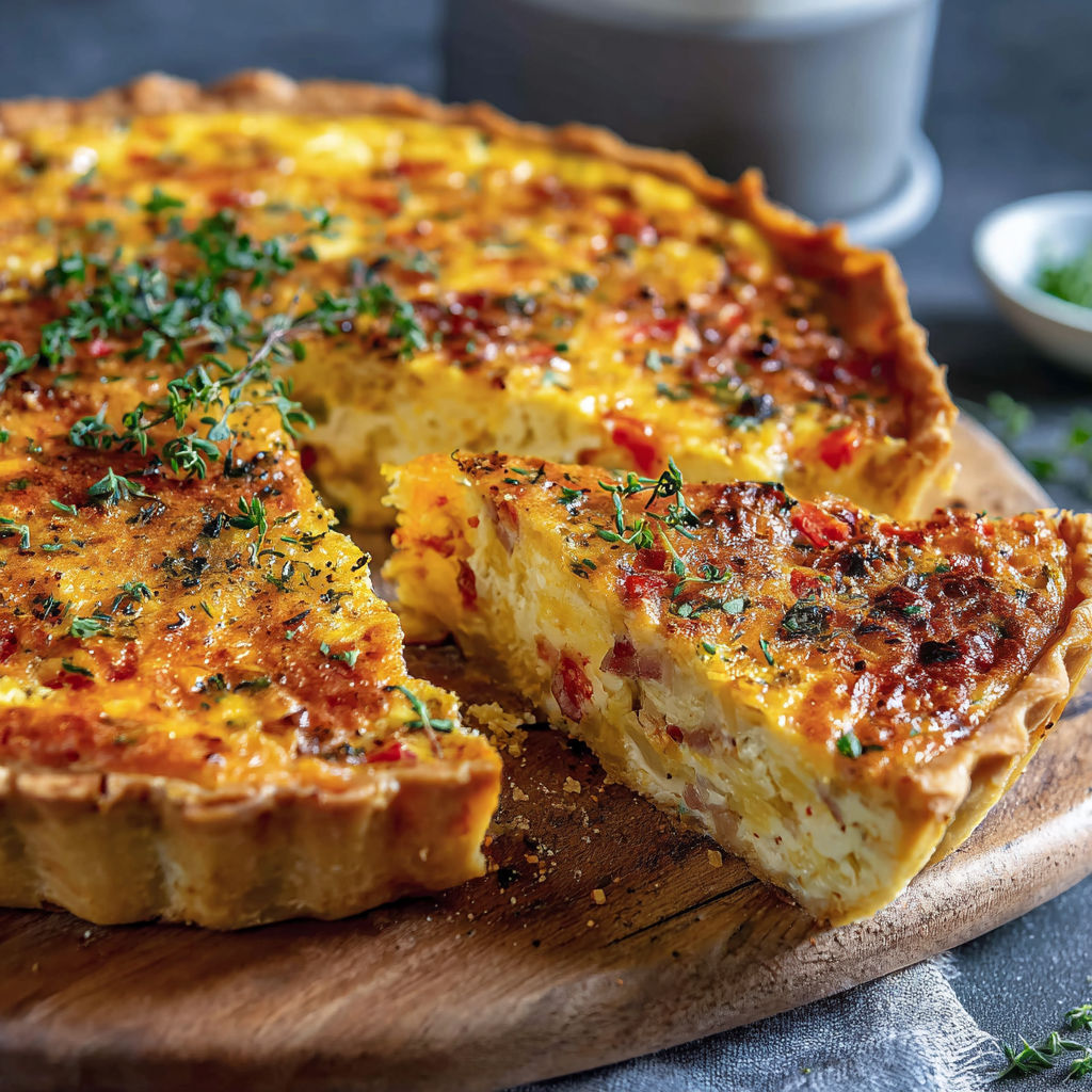Une tarte aux pommes est servie sur un plateau.