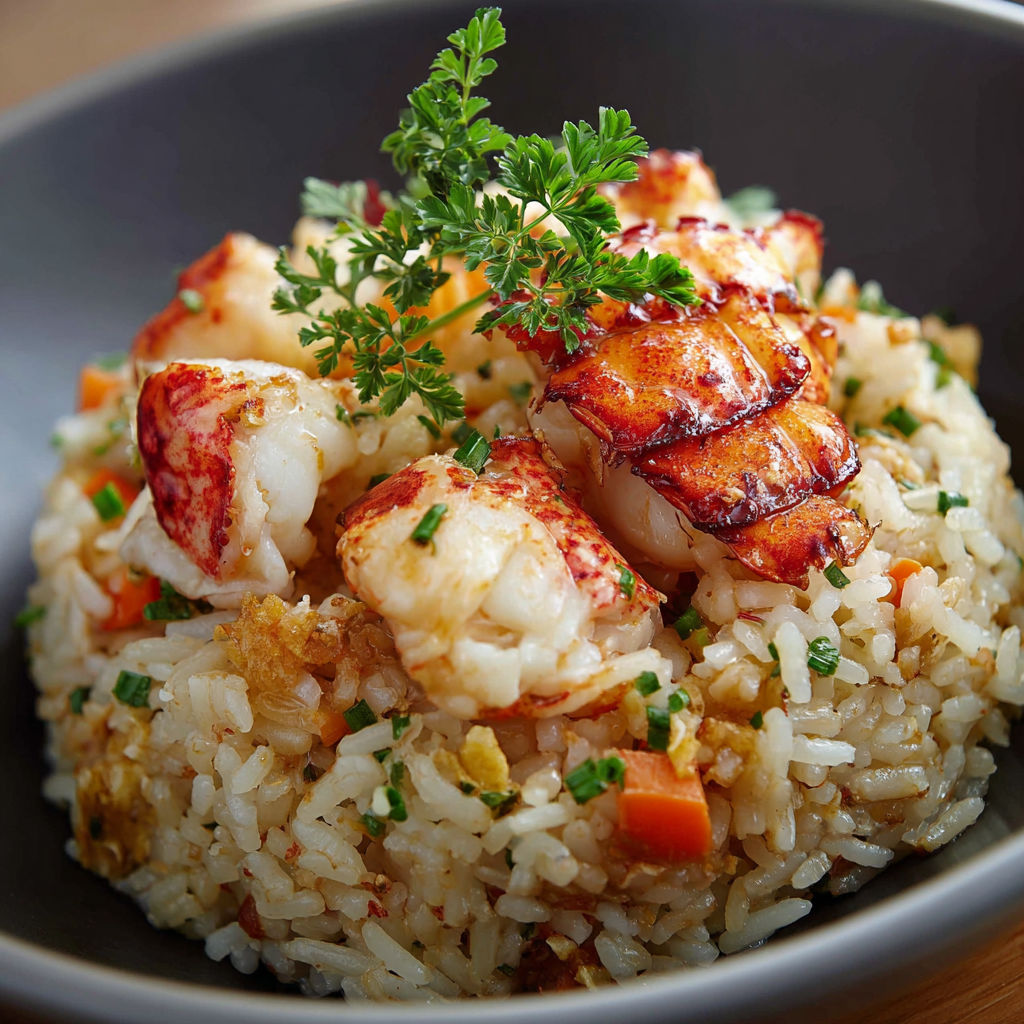 Riz frit avec des légumes et des crustacés.